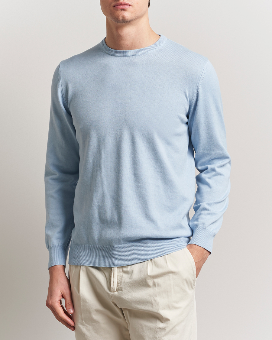 Herren | Pullover | Morgano | Supersoft Egyptian Cotton Crew Neck Light Blue