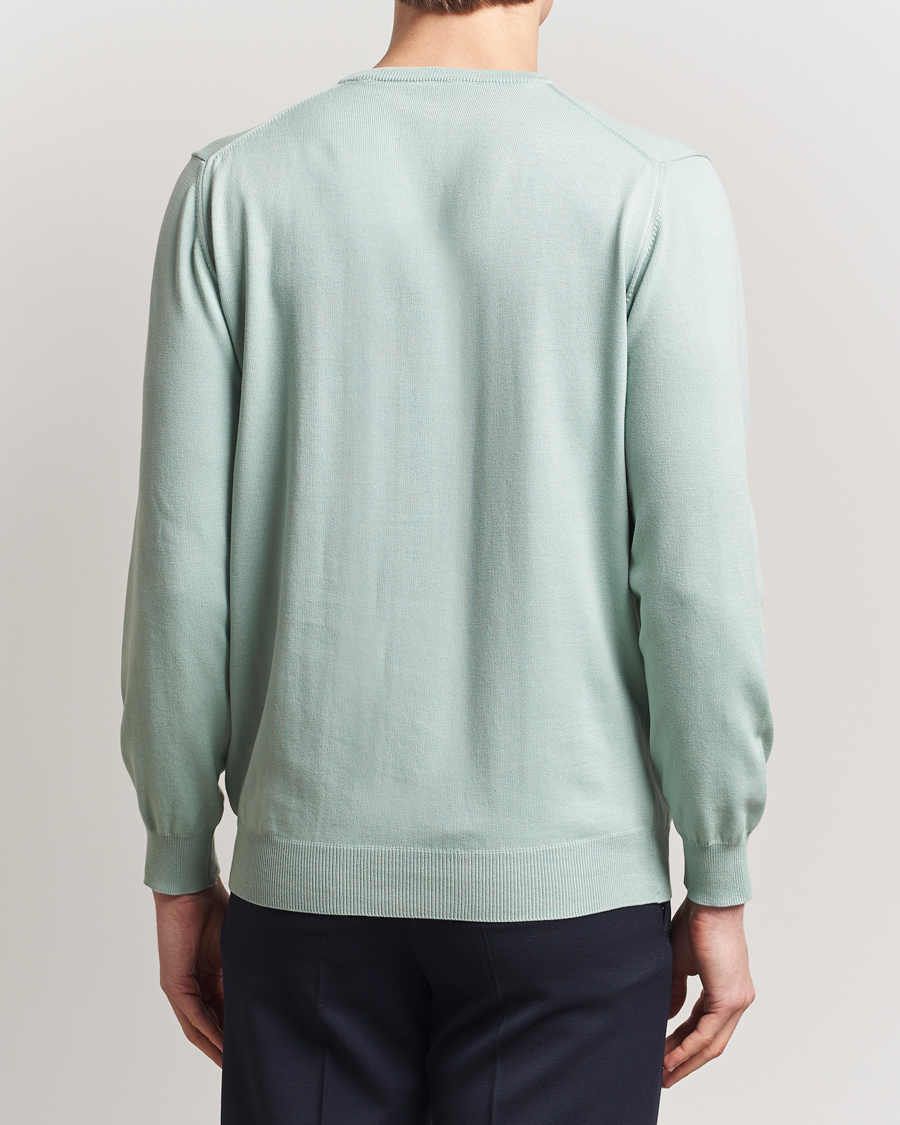 Herren | Pullover | Morgano | Supersoft Egyptian Cotton Crew Neck Light Green