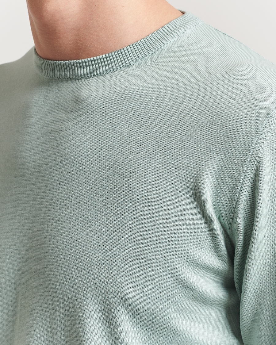 Herren | Pullover | Morgano | Supersoft Egyptian Cotton Crew Neck Light Green