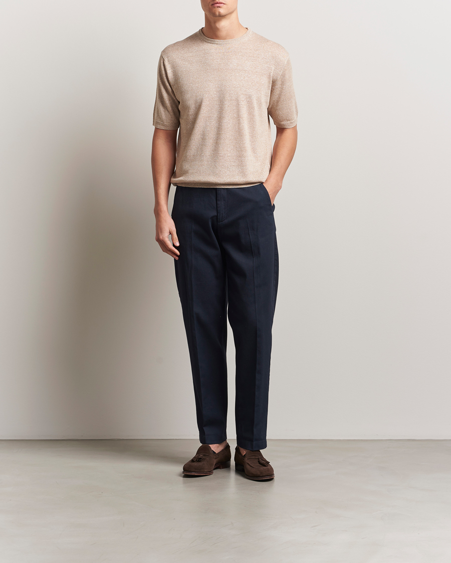 Herren | T-Shirts | Morgano | Linen/Cotton T-Shirt Beige