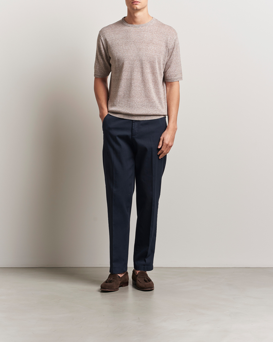 Herren | T-Shirts | Morgano | Linen/Cotton T-Shirt Brown