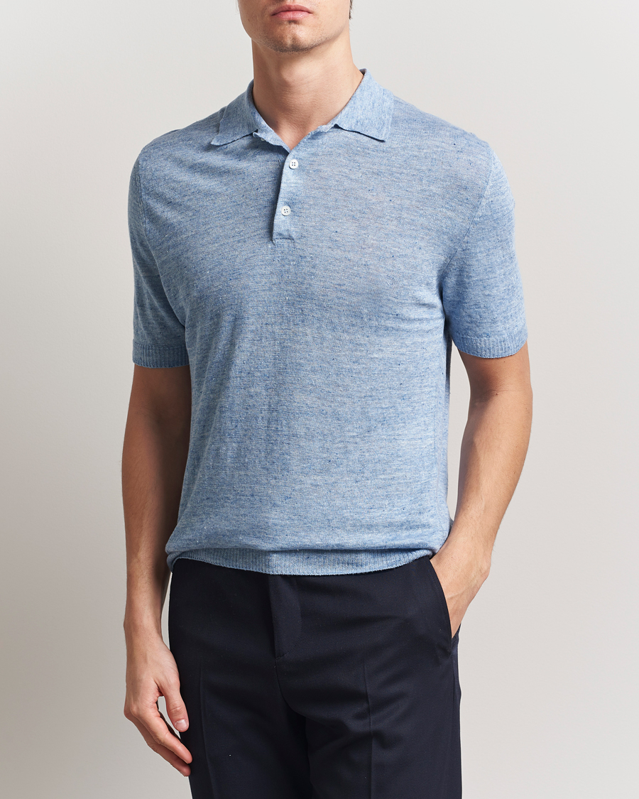 Herren | Poloshirts | Morgano | Linen Polo Blue