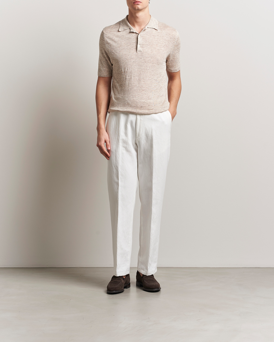 Herren | Poloshirts | Morgano | Linen Polo Beige