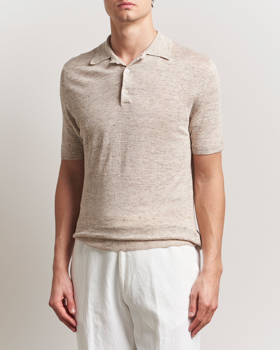 Herren | Poloshirts | Morgano | Linen Polo Beige