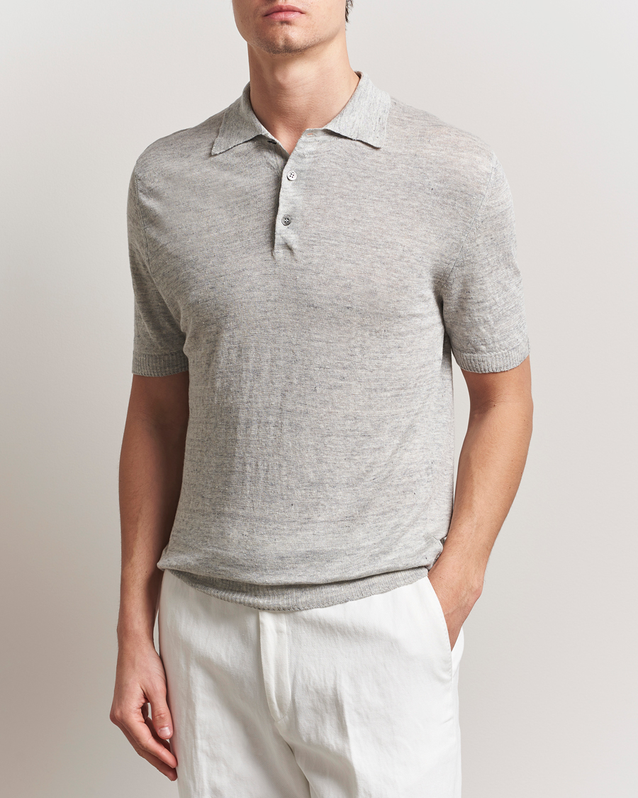 Herren | Poloshirts | Morgano | Linen Polo Grey