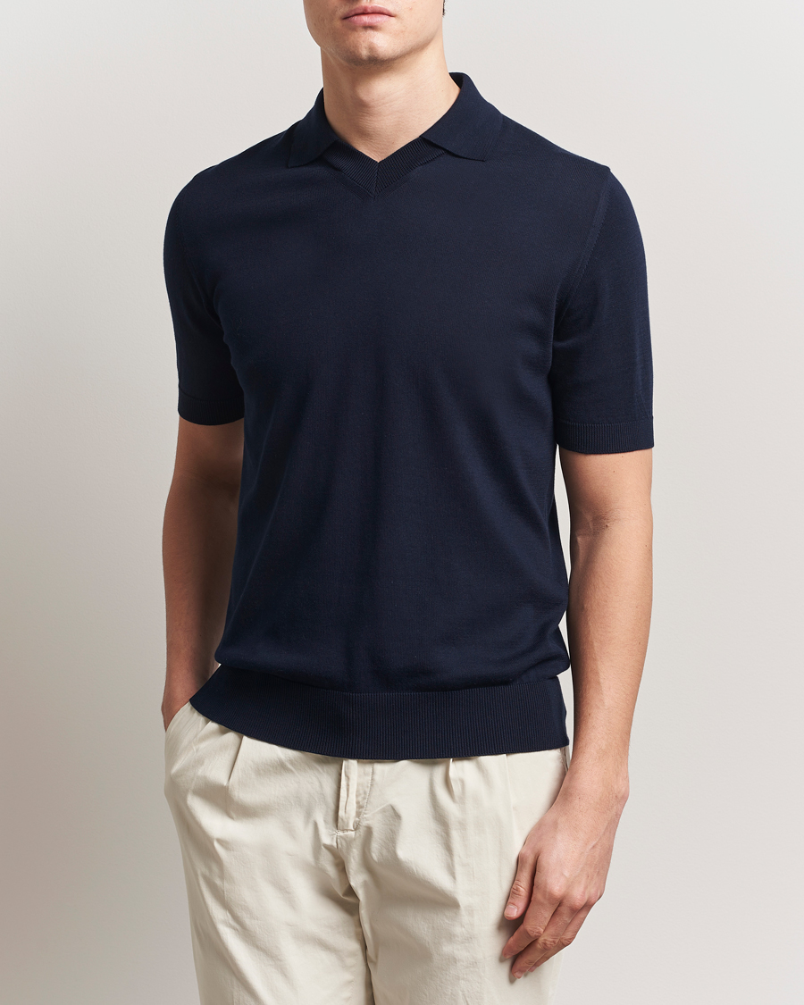 Herren | Poloshirts | Morgano | Knitted Organic Cotton Polo Navy