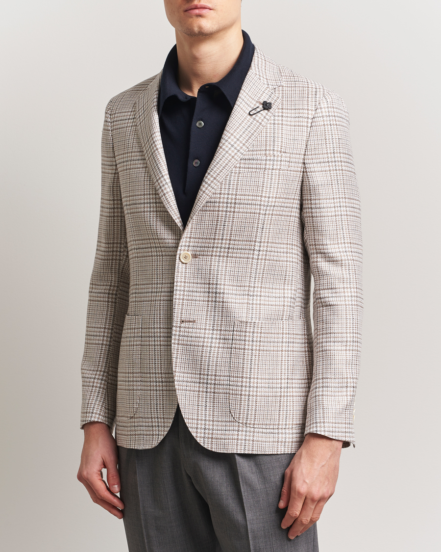 Herren | Sakkos | Lardini | Cotton/Linen Checked Blazer Beige