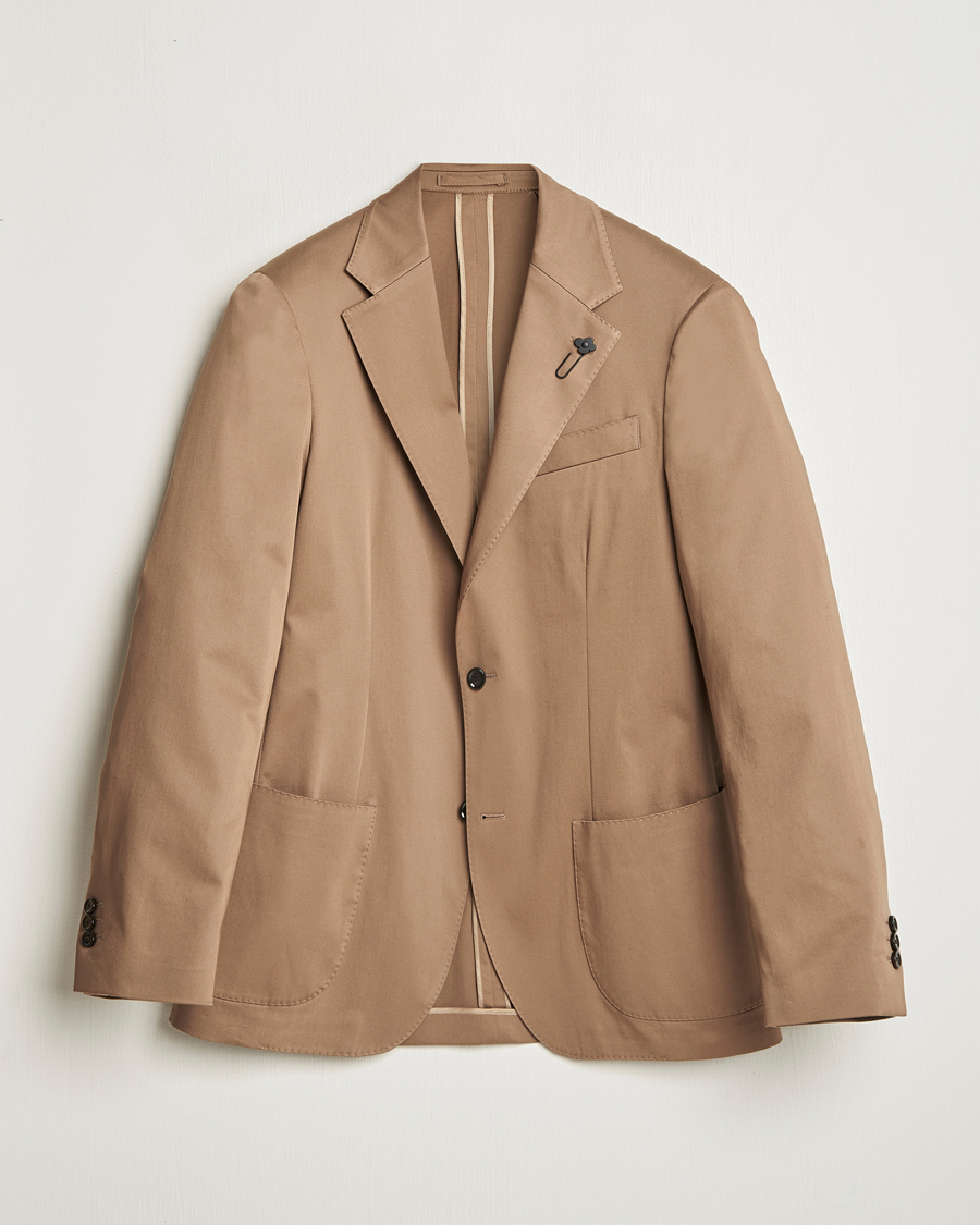 Herren | Sakkos | Lardini | Cotton Satin Stretch Blazer Light Brown