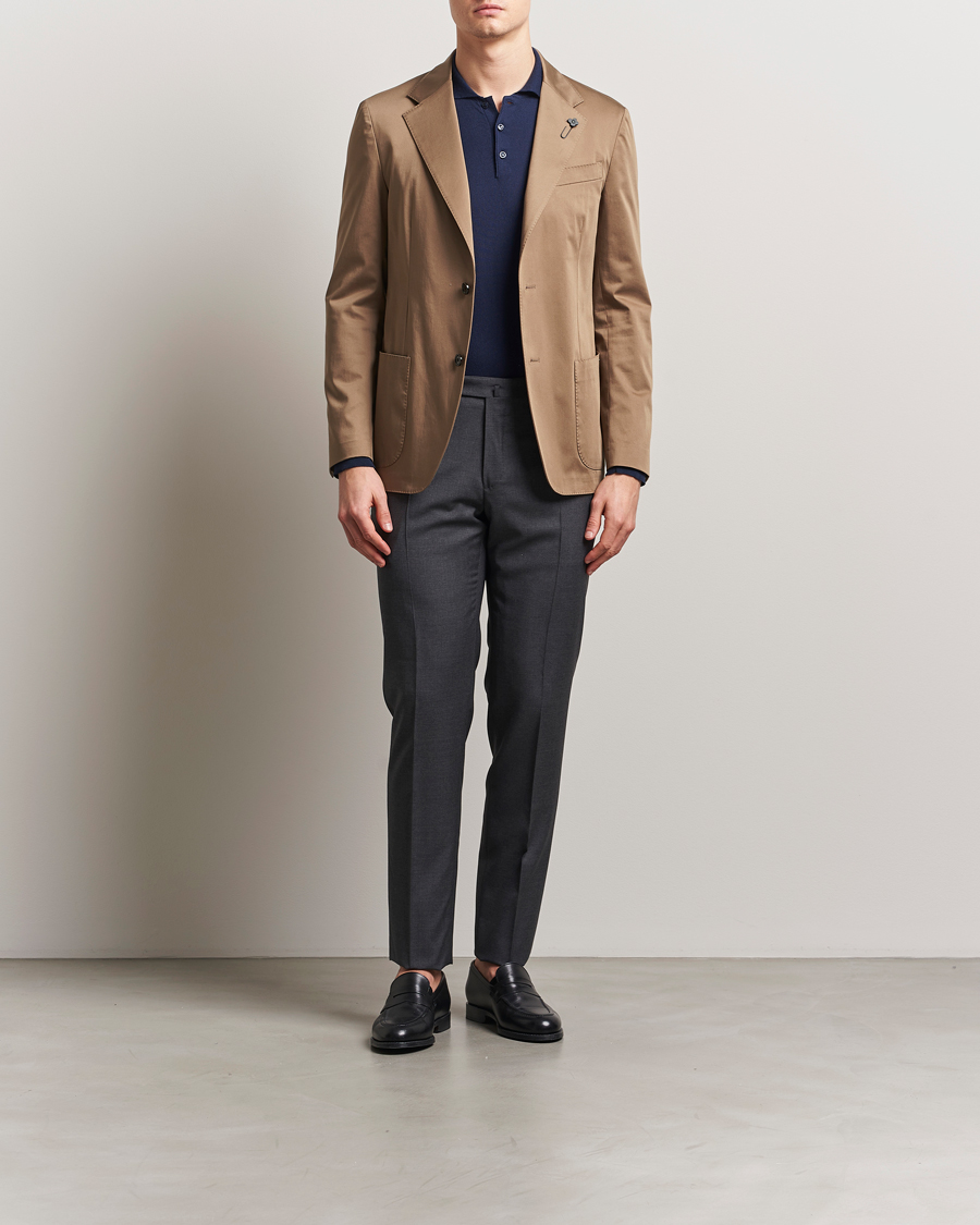 Herren | Sakkos | Lardini | Cotton Satin Stretch Blazer Light Brown