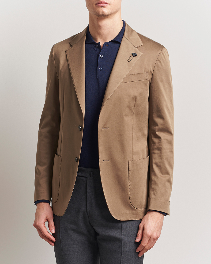 Herren | Sakkos | Lardini | Cotton Satin Stretch Blazer Light Brown