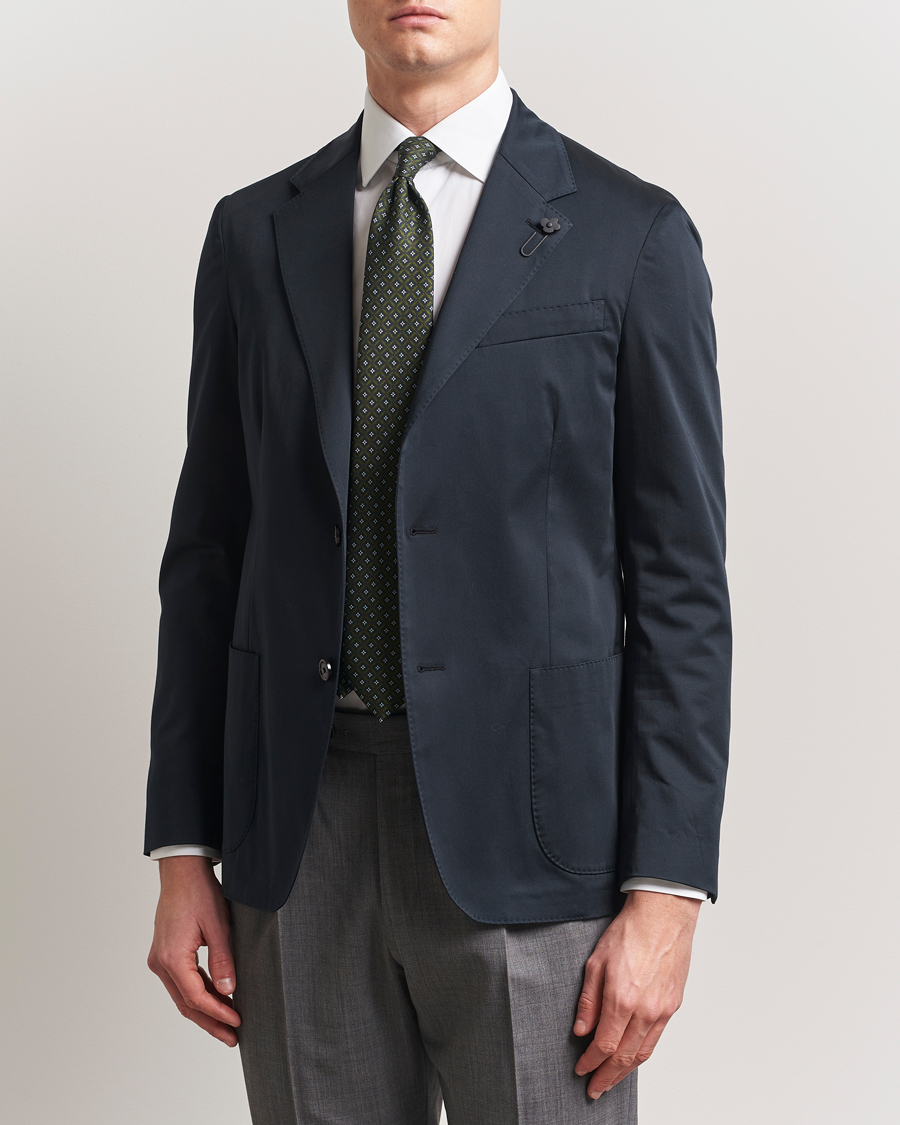 Herren | Sakkos | Lardini | Cotton Satin Stretch Blazer Navy
