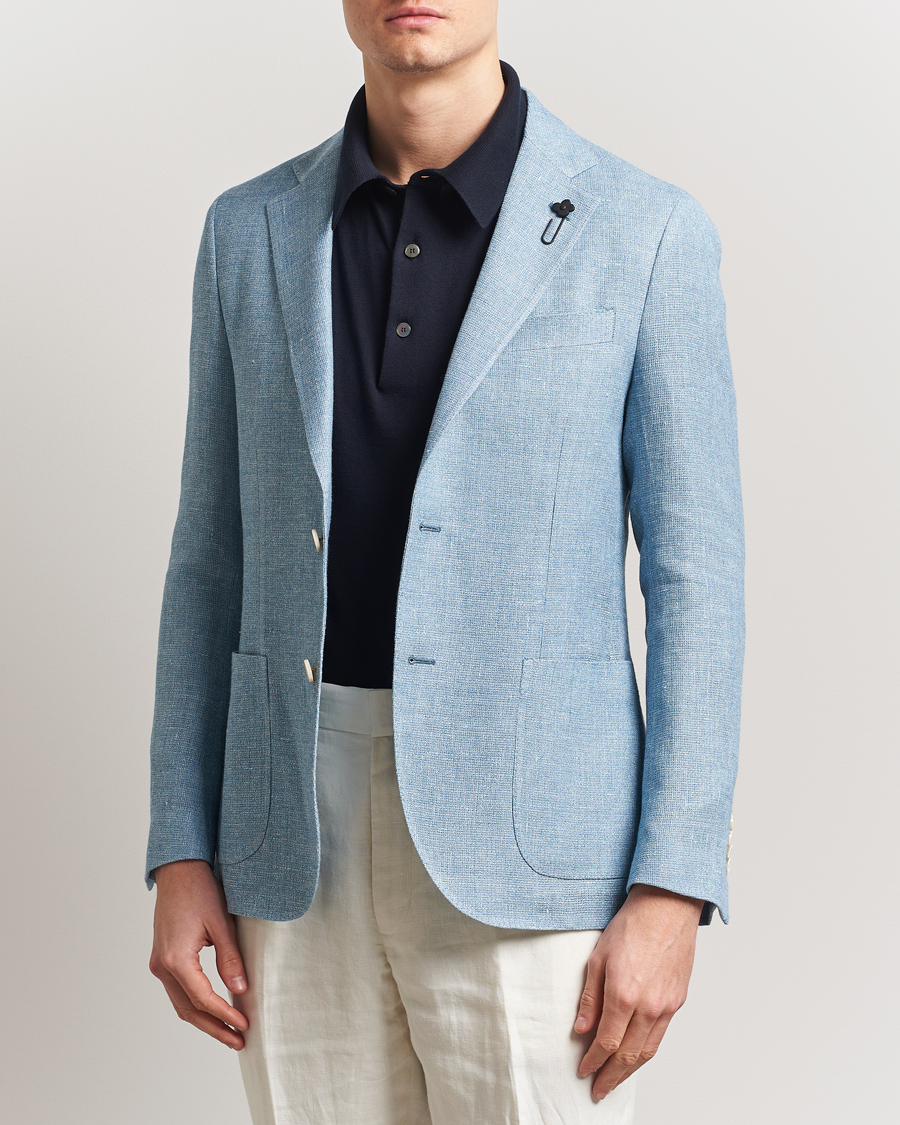 Herren | Sakkos | Lardini | Linen Crepe Canvas Blazer Light Blue