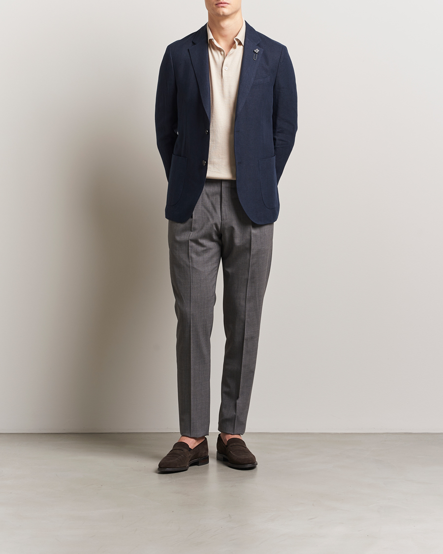 Herren | Sakkos | Lardini | Linen Canvas Blazer Navy