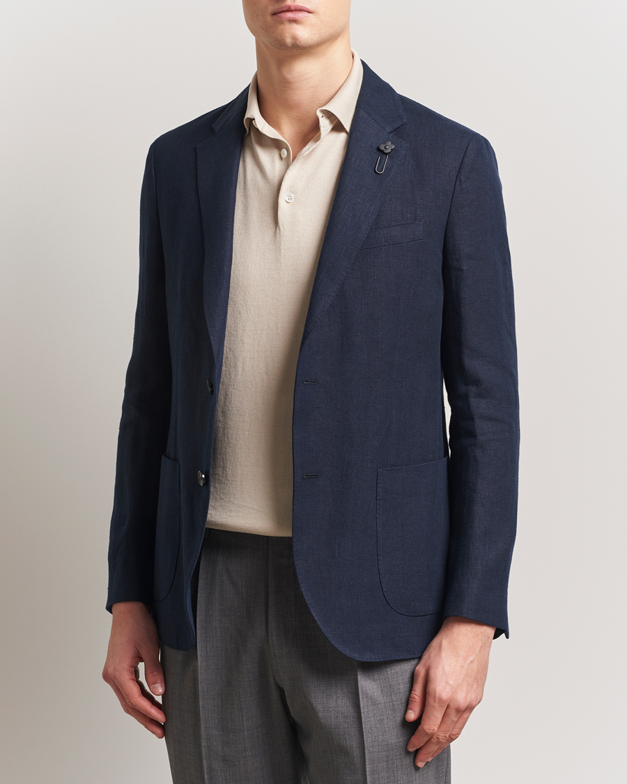 Herren | Sakkos | Lardini | Linen Canvas Blazer Navy