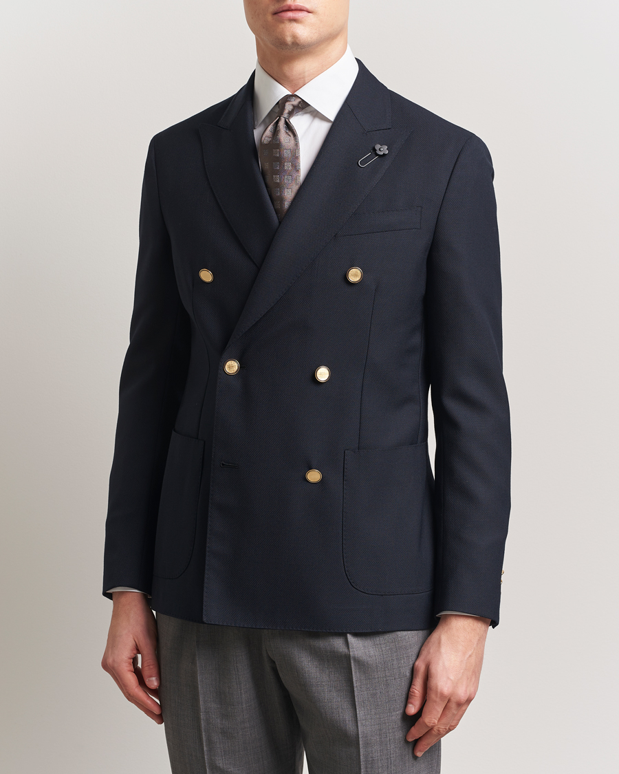 Herren | Sakkos | Lardini | Double Breasted Light Wool Blazer Navy