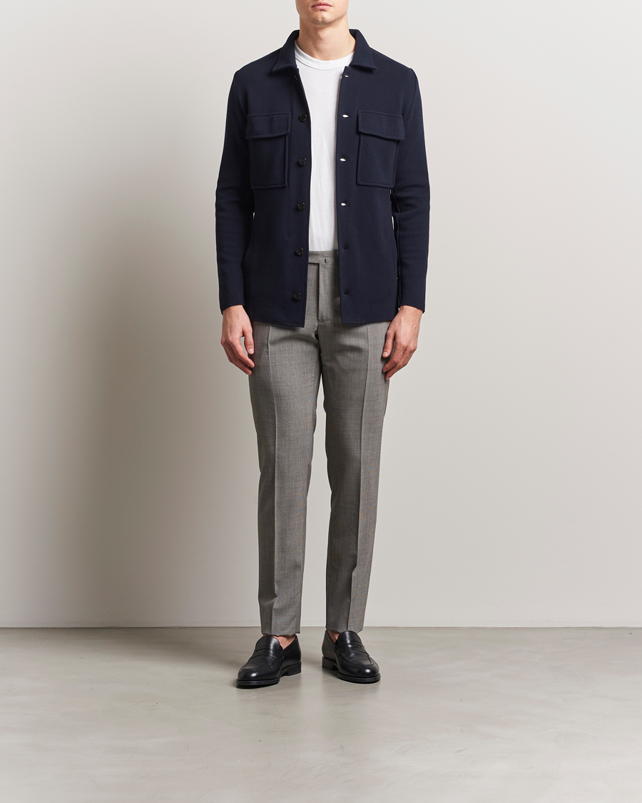 Herren | Sakkos | Lardini | Knitted Pocket Shirt Jacket Navy