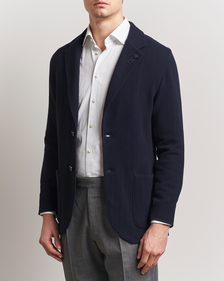 Herren | Sakkos | Lardini | Knitted Cotton Structured Blazer Navy