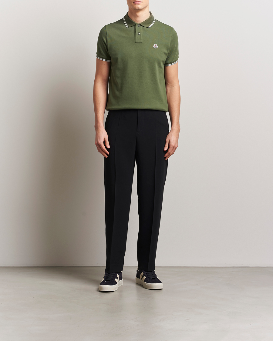 Herren | Poloshirts | Moncler | Contrast Rib Polo Dark Green