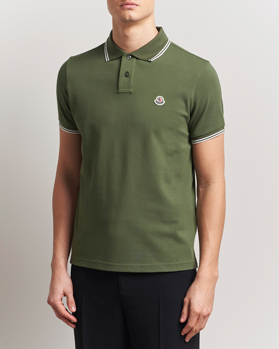 Herren | Poloshirts | Moncler | Contrast Rib Polo Dark Green