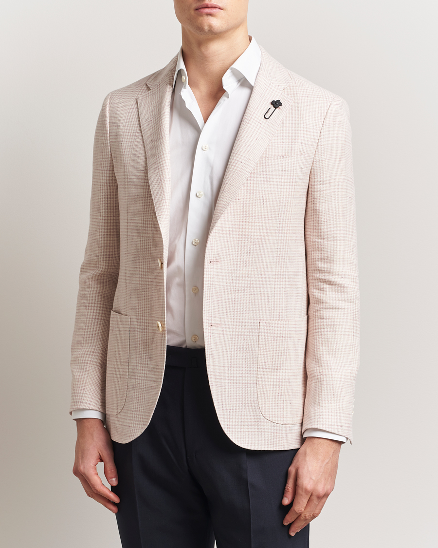 Herren | Sakkos | Lardini | Linen/Wool Glencheck Blazer Pink