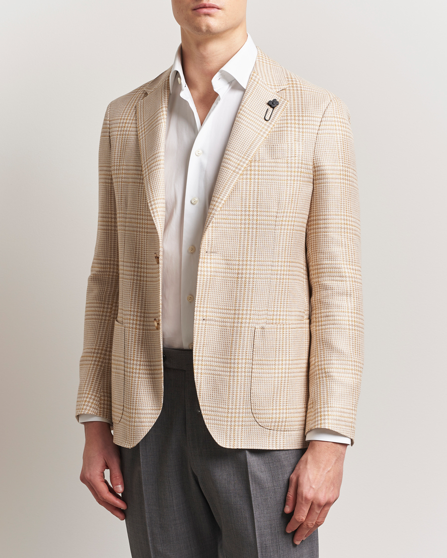 Herren | Sakkos | Lardini | Cotton/Linen Glencheck Blazer Beige