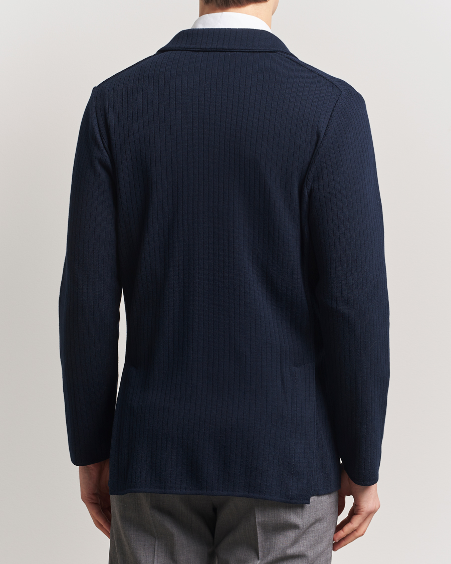 Herren | Sakkos | Lardini | Double Breasted Knitted Cotton Blazer Navy