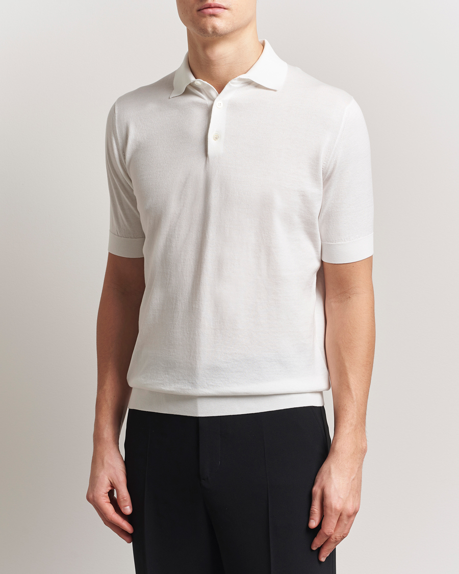 Herren | Poloshirts | Lardini | Knitted Cotton Polo White