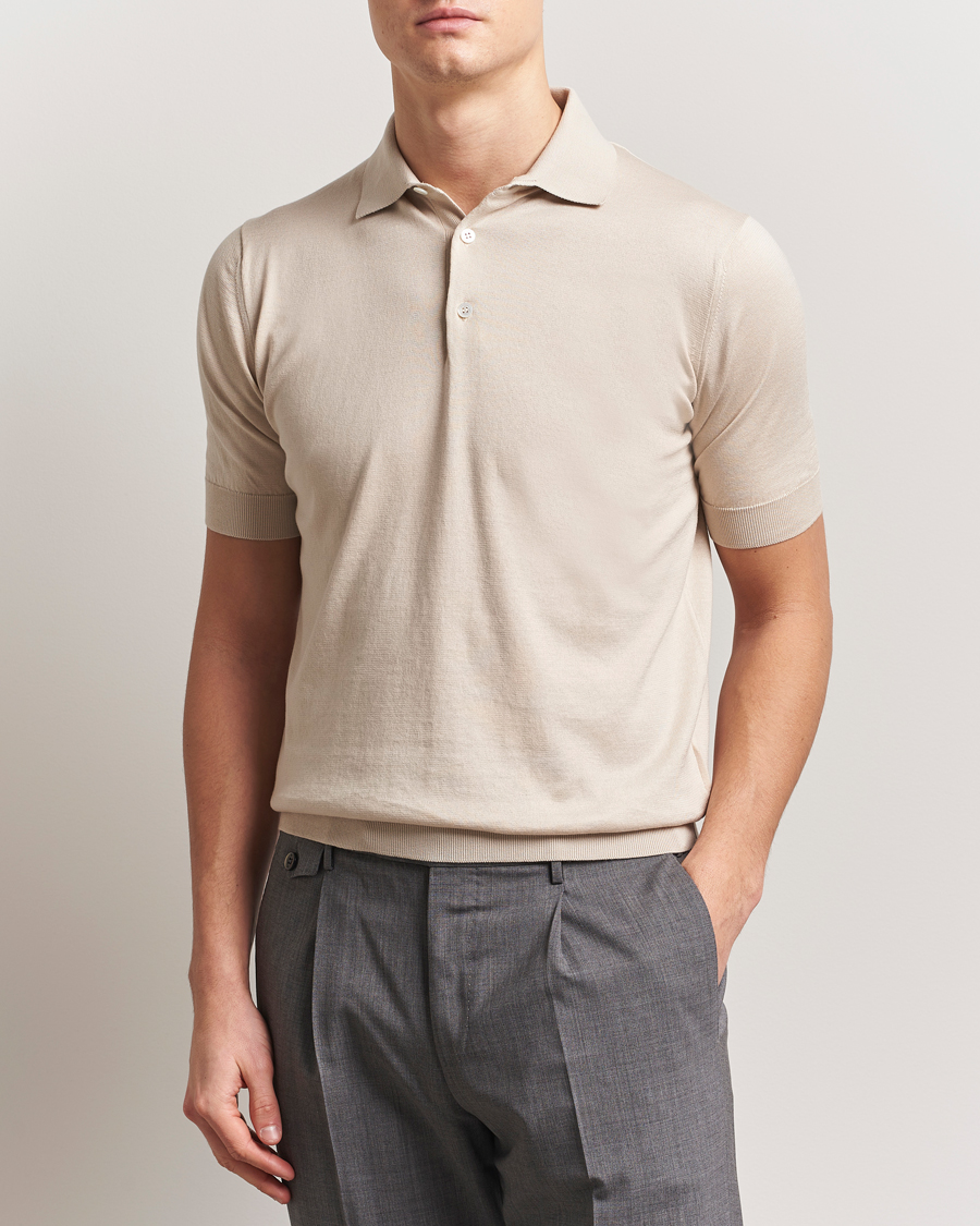 Herren | Poloshirts | Lardini | Knitted Cotton Polo Beige