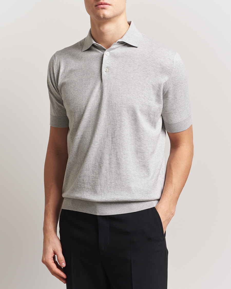 Herren | Poloshirts | Lardini | Knitted Cotton Polo Light Grey
