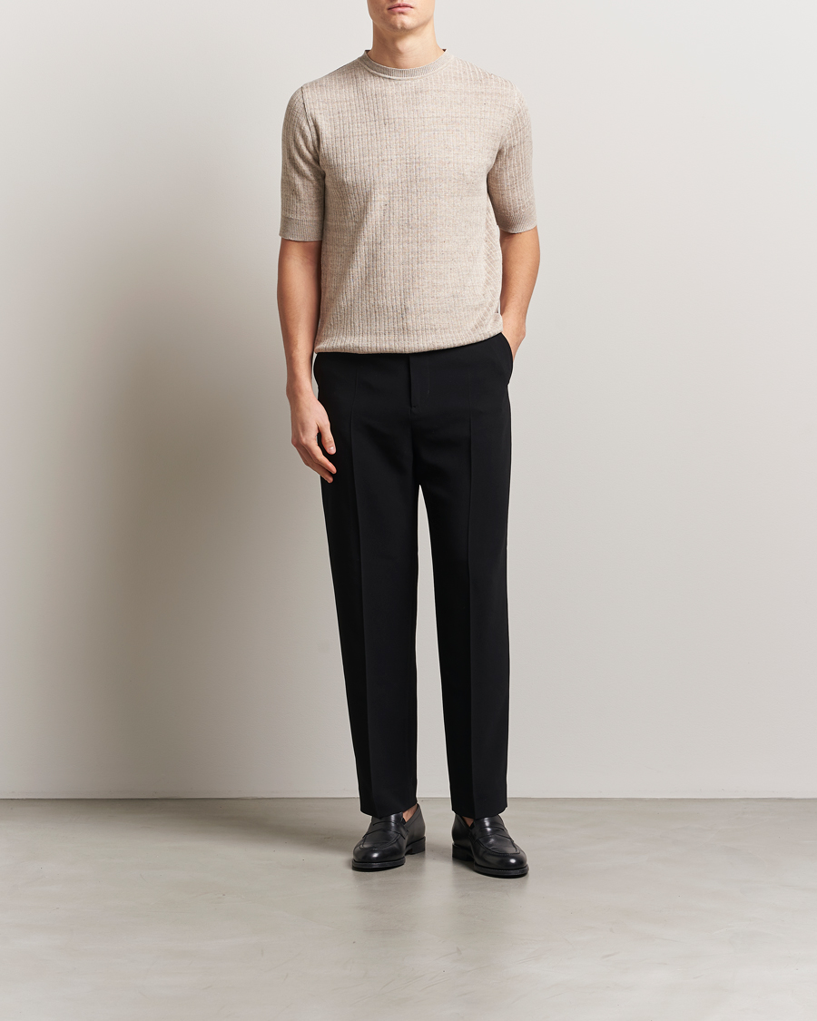 Herren | T-Shirts | Lardini | Knitted Linen/Cotton T-Shirt Beige