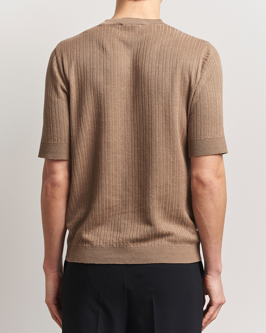 Herren | T-Shirts | Lardini | Knitted Linen/Cotton T-Shirt Light Brown
