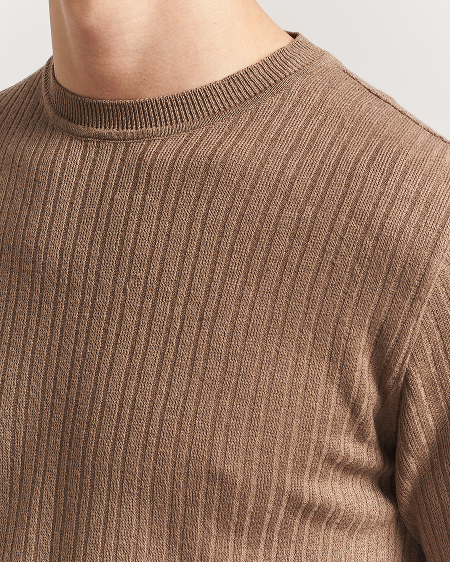 Herren | T-Shirts | Lardini | Knitted Linen/Cotton T-Shirt Light Brown