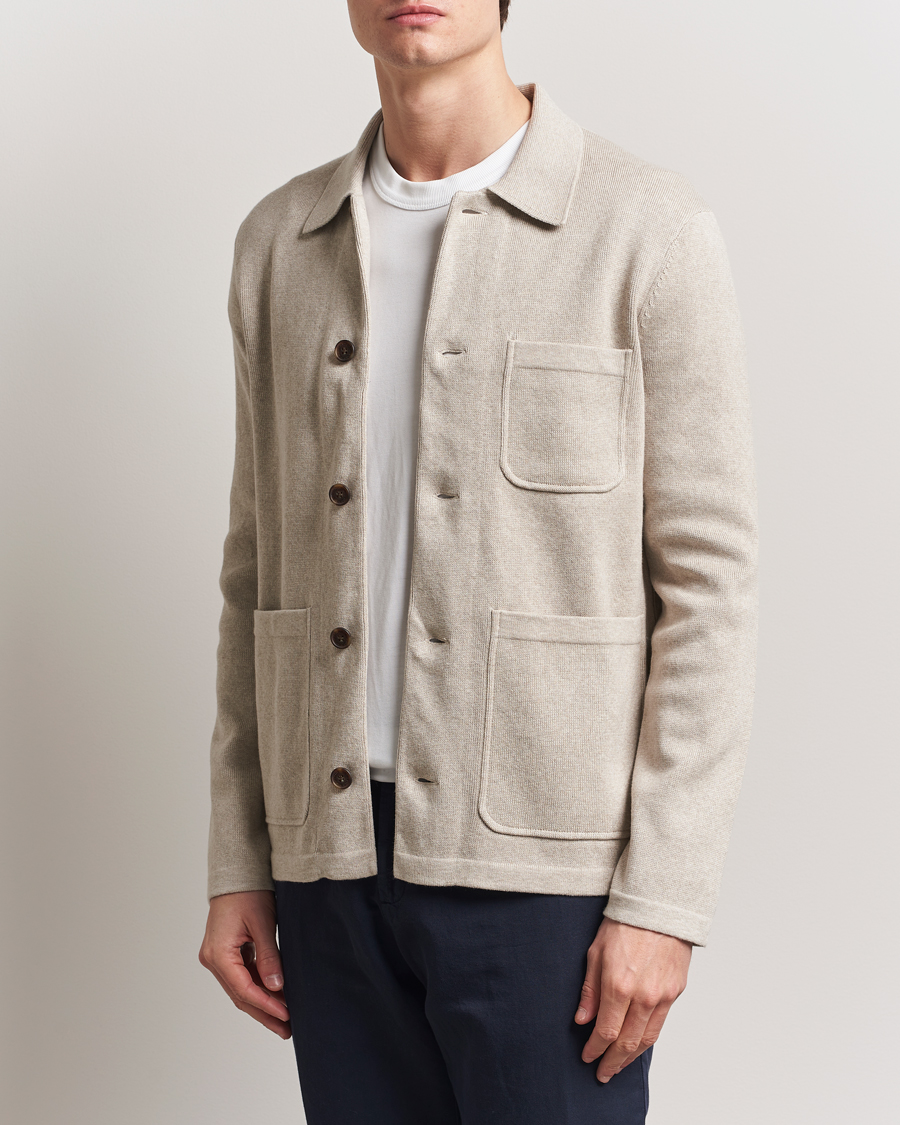 Herren | Hemden | Morris | Jake Knitted Shirt Jacket Beige