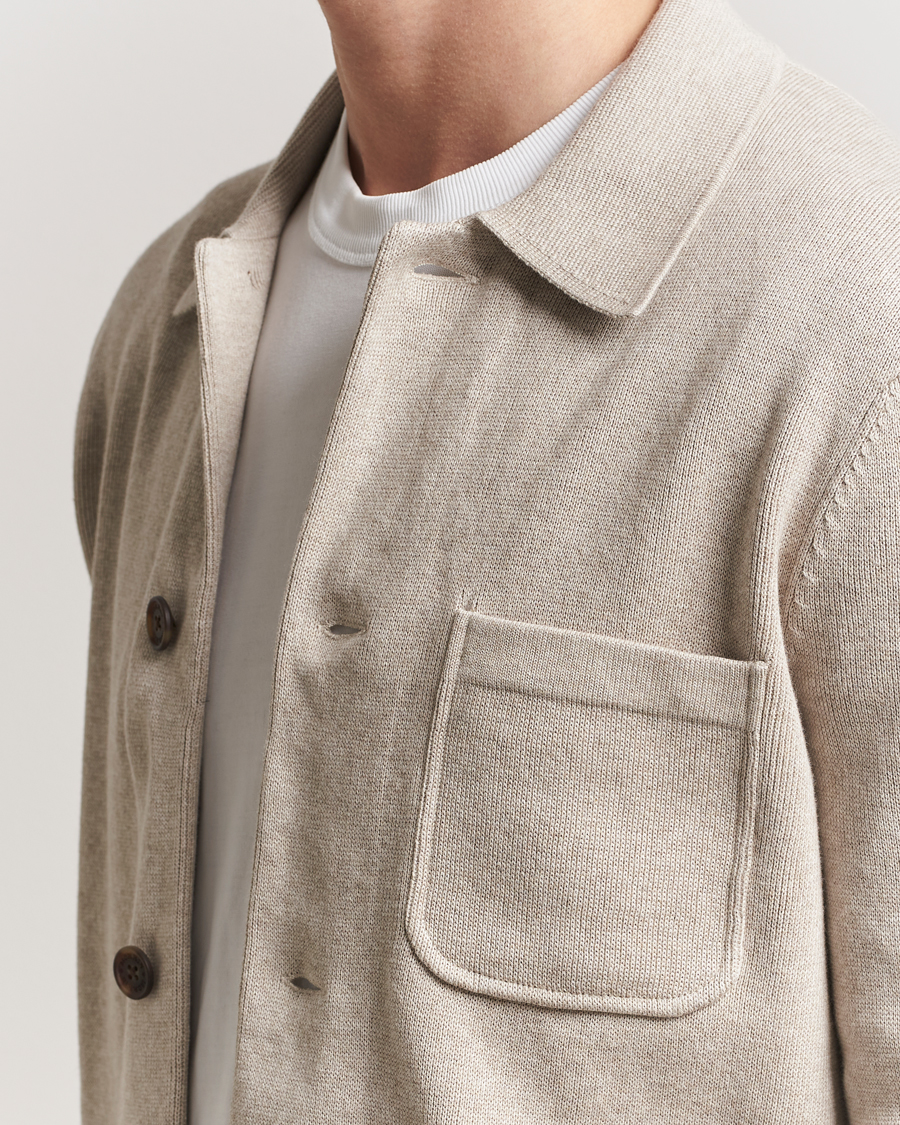 Herren | Hemden | Morris | Jake Knitted Shirt Jacket Beige