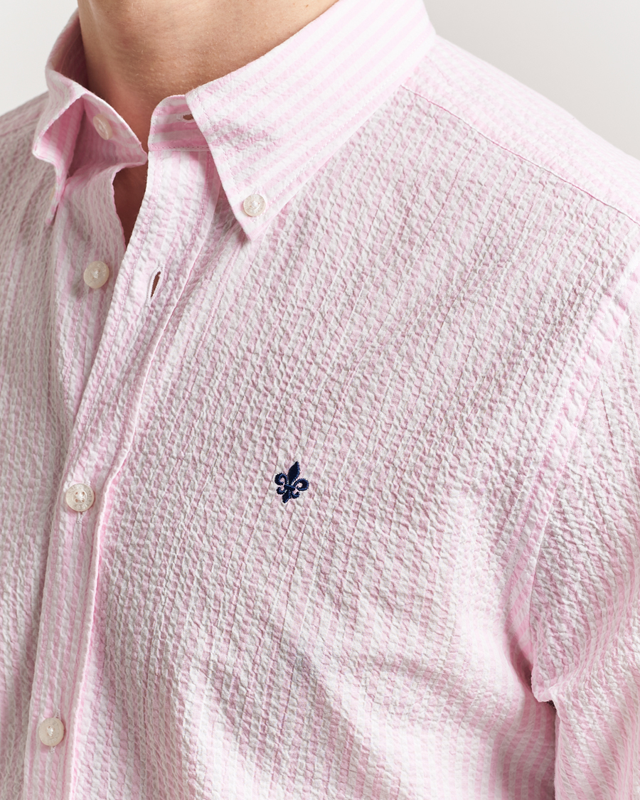 Herren | Hemden | Morris | Slim Fit Striped Seersucker Shirt Light Pink