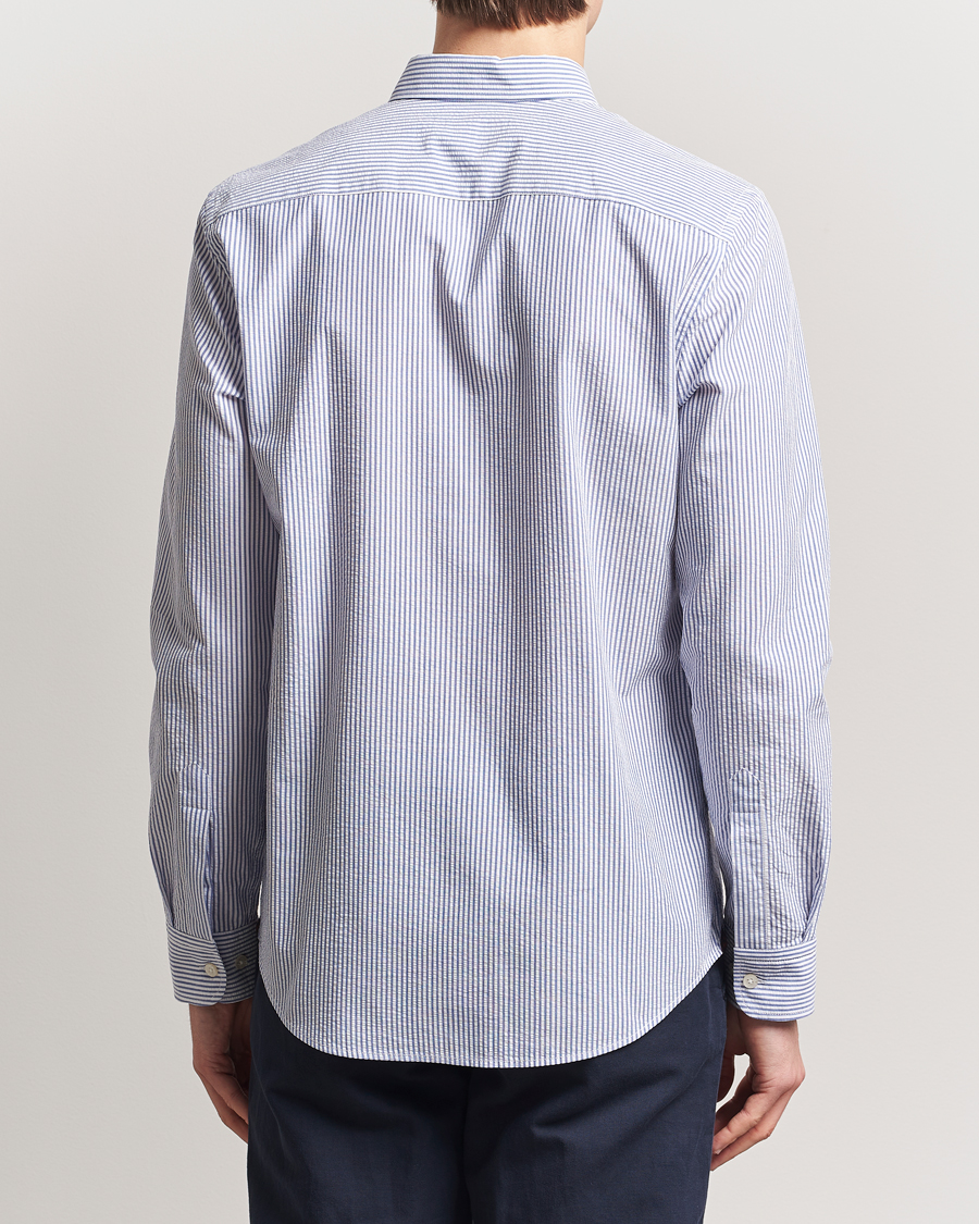 Herren | Hemden | Morris | Slim Fit Striped Seersucker Shirt Old Blue