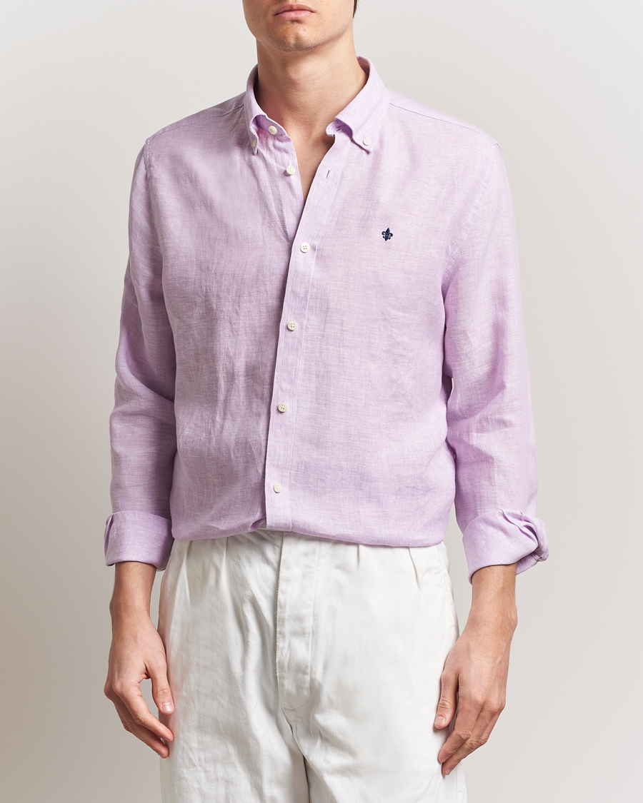Herren | Hemden | Morris | Douglas Linen Button Down Shirt Purple