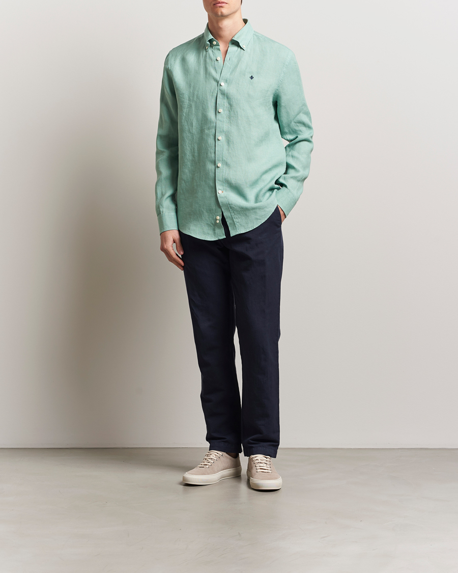 Herren | Hemden | Morris | Douglas Linen Button Down Shirt Light Green