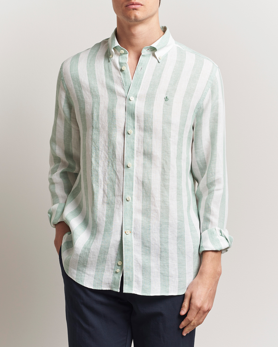 Herren | Hemden | Morris | Douglas Striped Linen Shirt Light Green