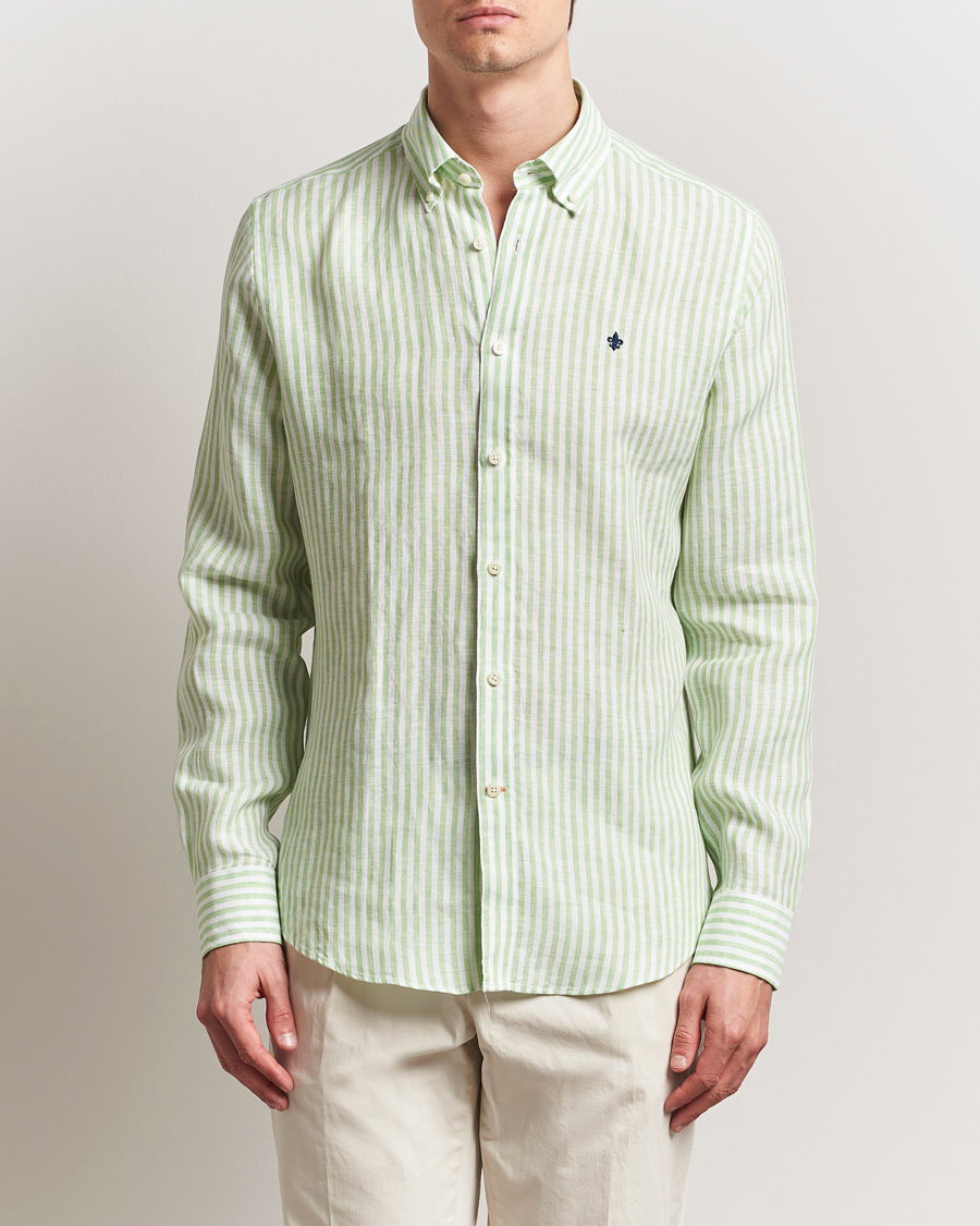 Herren | Hemden | Morris | Douglas Striped Linen Shirt Green