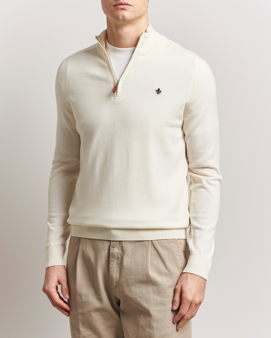 Herren | Pullover | Morris | John Merino Half Zip White