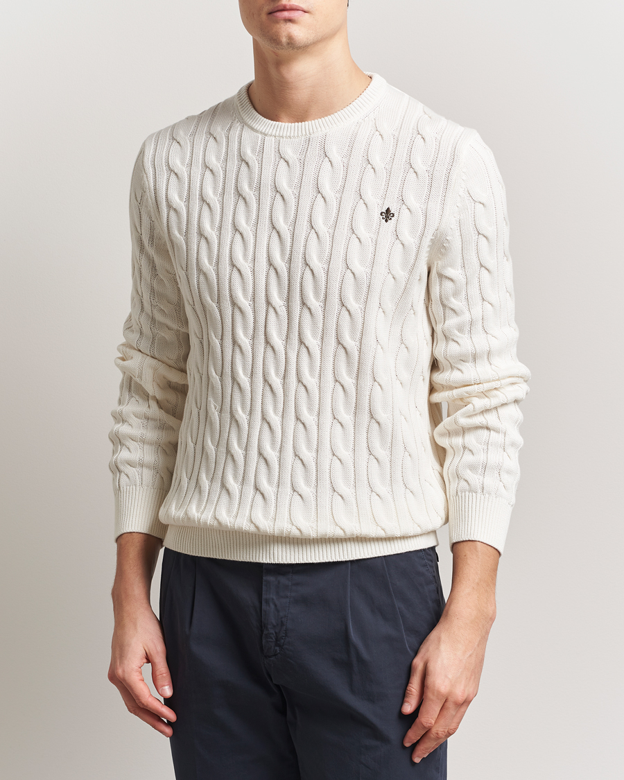Herren | Pullover | Morris | Ethan Cable O-Neck Off White