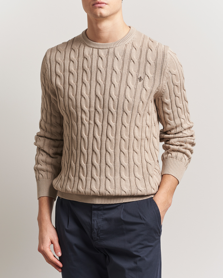 Herren | Pullover | Morris | Ethan Cable O-Neck Khaki