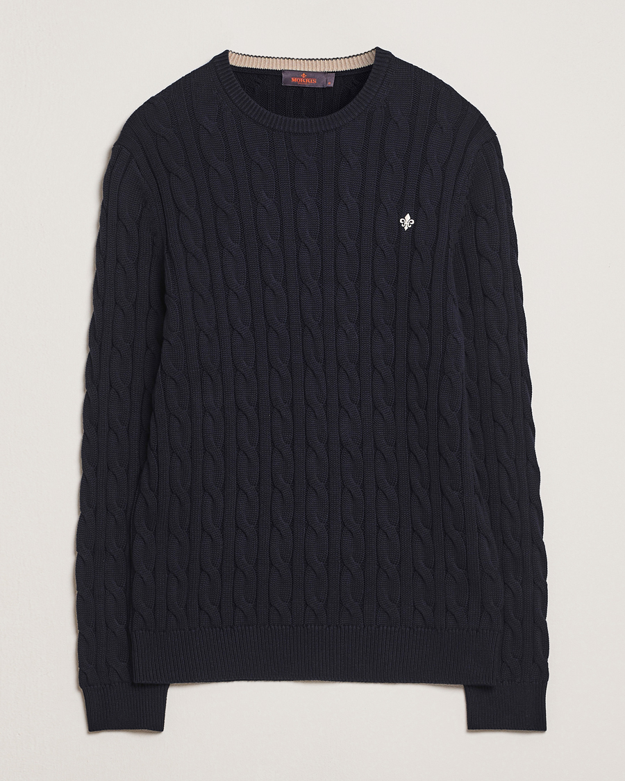 Herren | Pullover | Morris | Ethan Cable O-Neck Old Blue