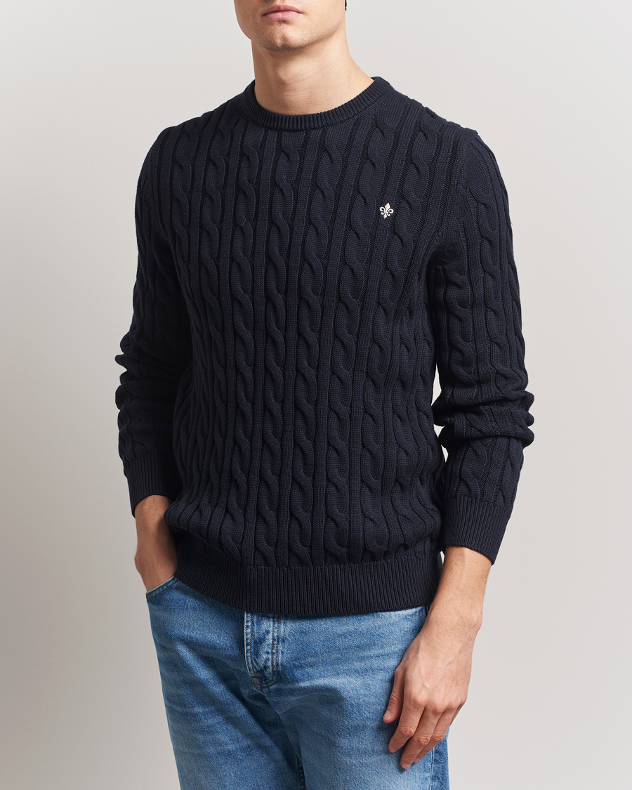 Herren | Pullover | Morris | Ethan Cable O-Neck Old Blue