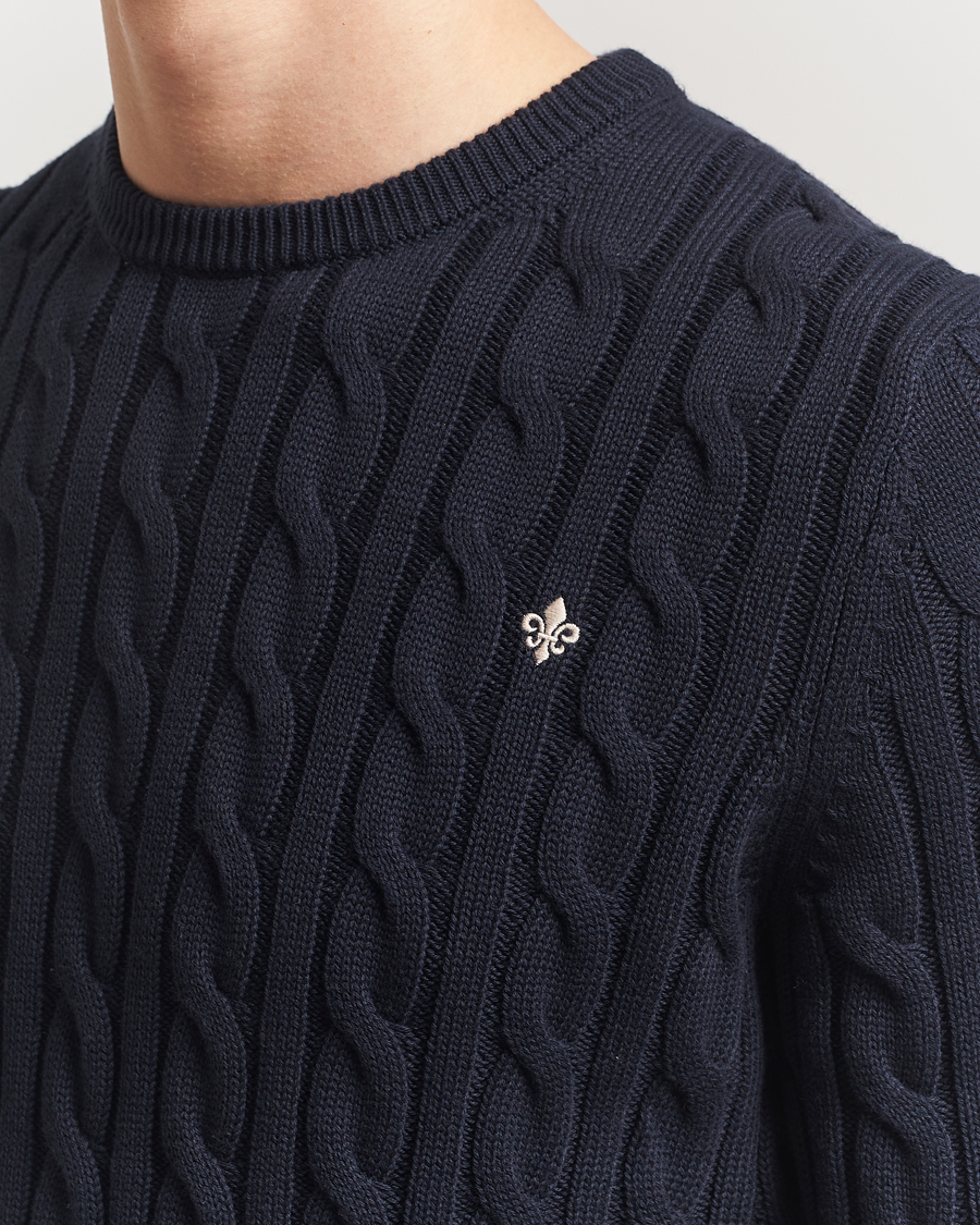 Herren | Pullover | Morris | Ethan Cable O-Neck Old Blue