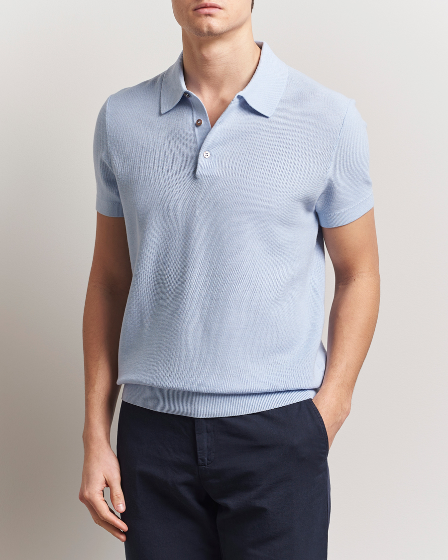 Herren | Poloshirts | Morris | Walter Knitted Polo Light Blue