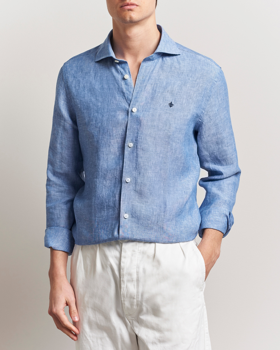 Herren | Hemden | Morris | Slim Fit Linen Shirt Blue