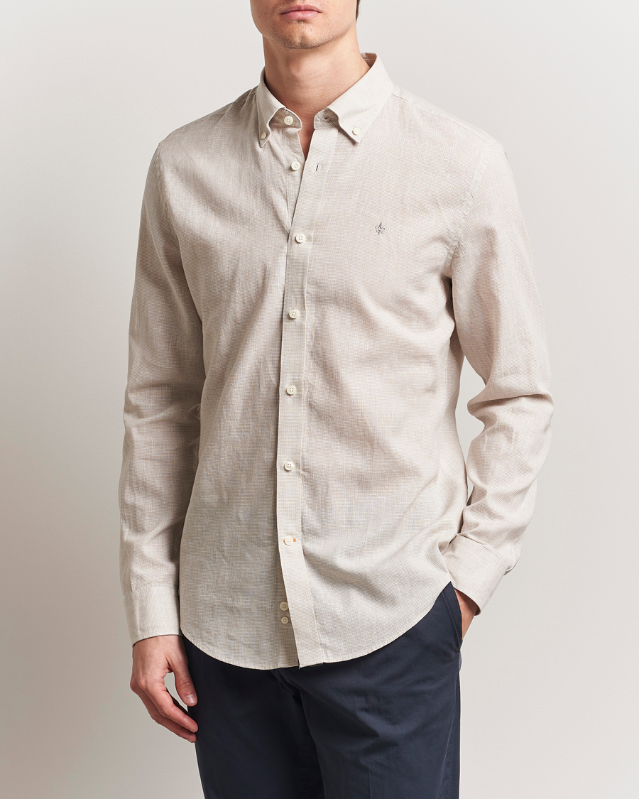 Herren | Hemden | Morris | Linen Checked Shirt Khaki