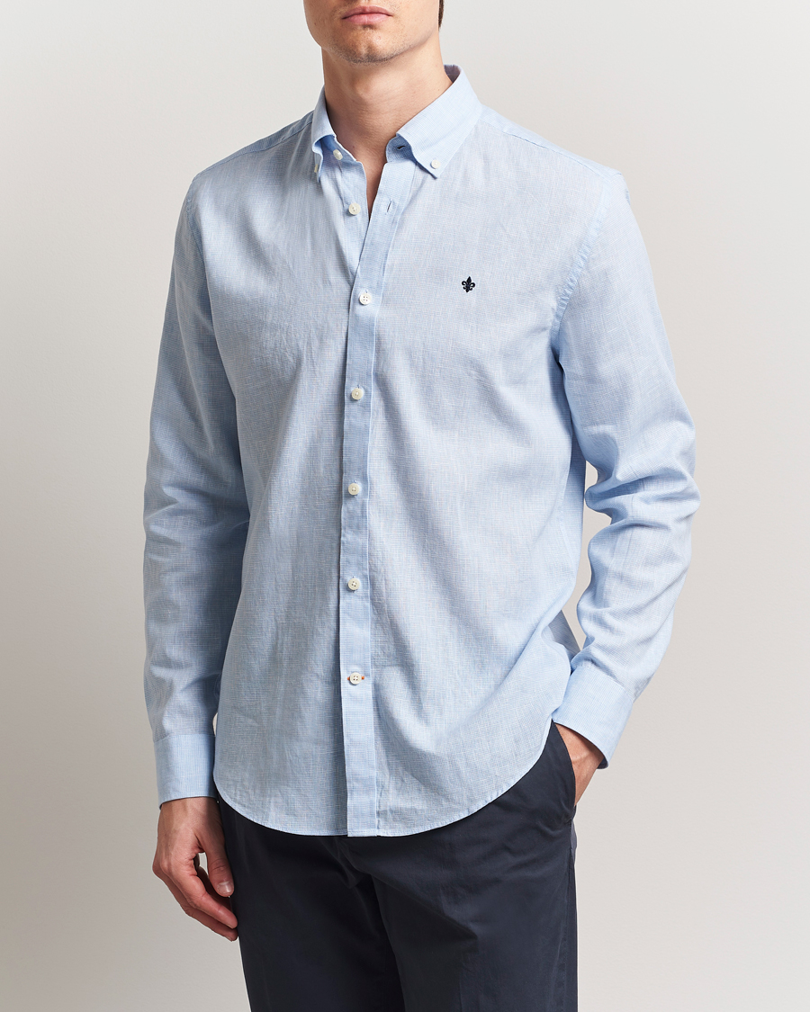 Herren | Hemden | Morris | Linen Checked Shirt Blue